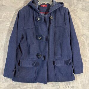 Merona Plus Size Navy Wool Blend Hooded Heavyweight Coat Women’s XXL Jacket